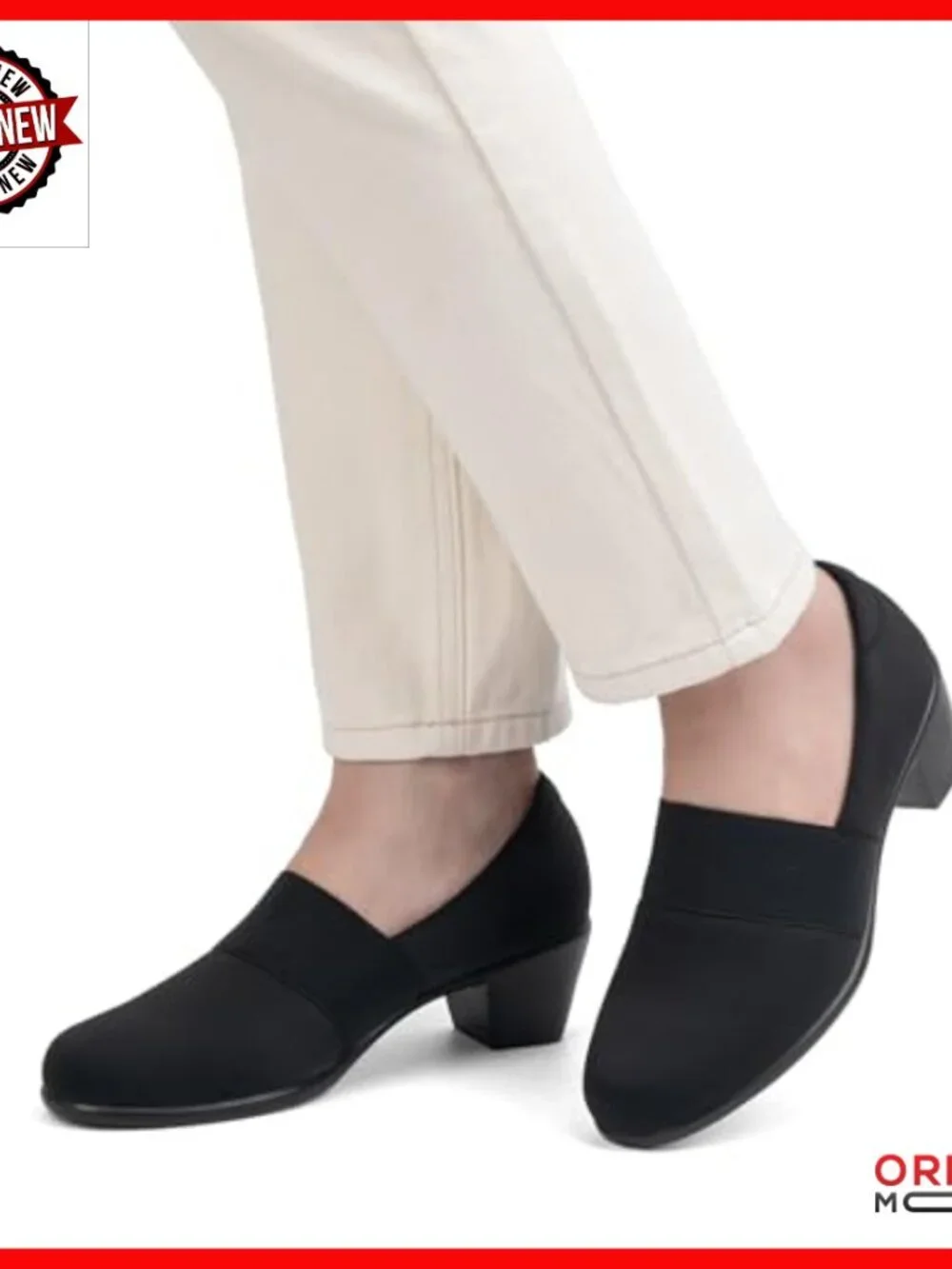 Chunky Low Block Heel Pumps Slip-On Work Shoes Arch Support Comfortable